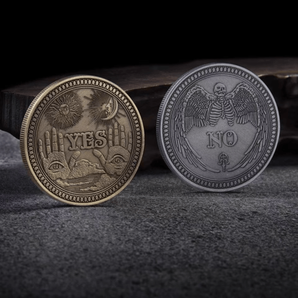 Mystical Yes/No Decision Coin with Intricate Designs