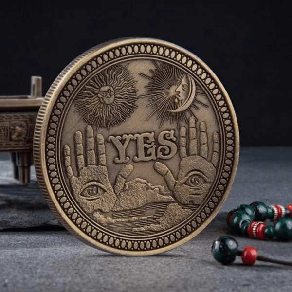 Mystical Yes/No Decision Coin with Intricate Designs - Image 2