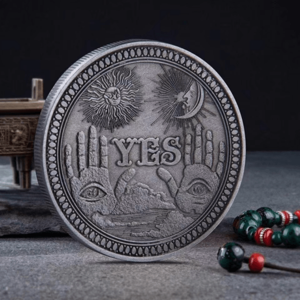 Mystical Yes/No Decision Coin with Intricate Designs - Image 4