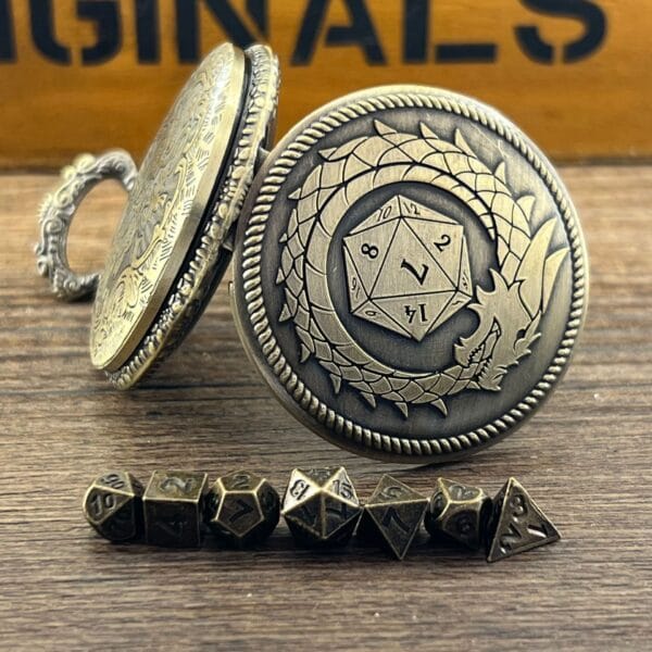 Dragon Pocket Watch Dice Box - Metal Polyhedral Dice - Image 4