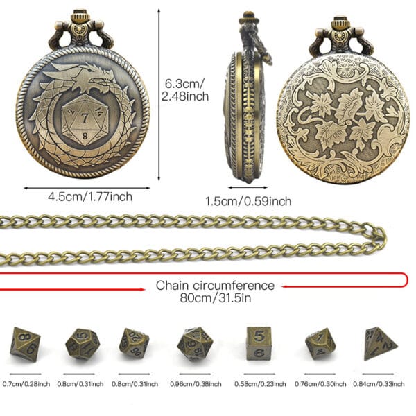 Dragon Pocket Watch Dice Box - Metal Polyhedral Dice - Image 8