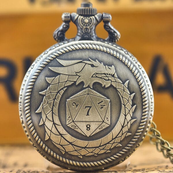 Dragon Pocket Watch Dice Box - Metal Polyhedral Dice - Image 2